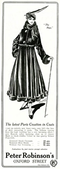 Advert for Peter Robinsons womens fur trim coat 1915 Advert for Peter Robinsons womens fur trim coat 1915