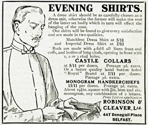 Advert for Robinson & Cleaver Ltd evening shirts 1914 Advert for Robinson & Cleaver Ltd evening shirts 1914
