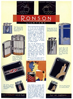 Advertisement for Ronson lighters, 1931 Advertisement for Ronson lighters, 1931