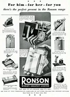 Gift Gallery: Advert for Ronson lighters 1937