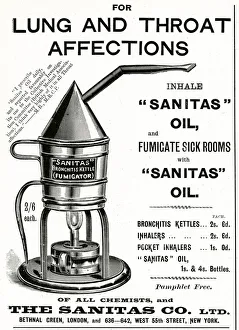 Advert for Sanitas flu fumigator 1897 Advert for Sanitas flu fumigator 1897