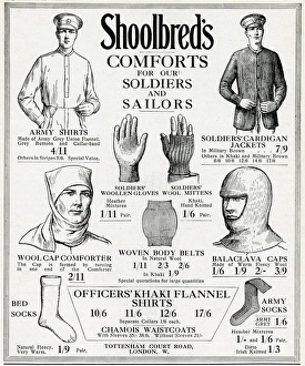 Advert for Shoolbreds soldiers & sailors comforts 1915 Advert for Shoolbreds soldiers & sailors comforts 1915