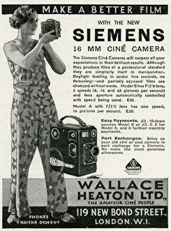 Advert for Siemens Cine Cameras 1933 Advert for Siemens Cine Cameras 1933