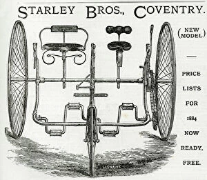 Tandem Gallery: Advert for Starley Bros.Coventry tandem tricycle 1884