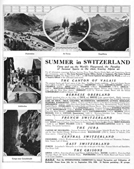 Advert for summer in Switzerland, 1926 Advert for summer in Switzerland, 1926