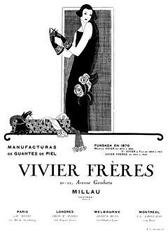 Advertisement for Vivier Freres leather gloves Advertisement for Vivier Freres leather gloves