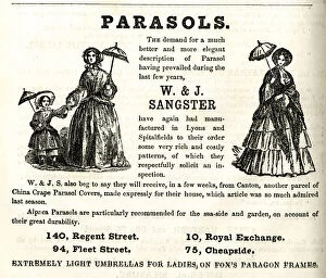 Cheapside Gallery: Advert, W & J Sangster, Parasols