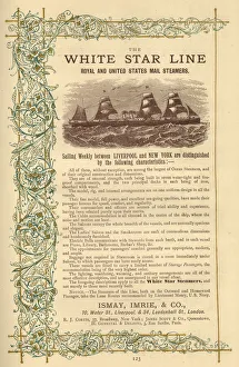 Advert, White Star Line, Royal and US Mail Steamers Advert, White Star Line, Royal and US Mail Steamers