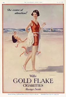 Attraction Collection: Advert for Wills Gold Flake cigarettes, featuring a glamorous young woman smoking a