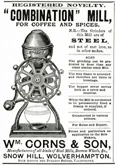 Advert for Wm. Corns & Son, combination Coffee Mill 1888