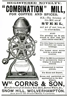 Advert for Wm. Corns & Son, combination Coffee Mill 1888 Advert for Wm. Corns & Son, combination Coffee Mill 1888