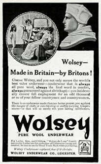 Advert for Wolsey pure wool underwear 1914