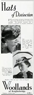 Advert for Woollands of Knightsbridge women's hats 1937 Advert for Woollands of Knightsbridge women's hats 1937