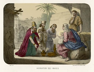 <b class=qtipBold><figcaption>Adoration of Magi</figcaption></b><br>THE NATIVITY The Magi greet the newly born Jesus<br><em>© Mary Evans Picture Library</em> Adoration of Magi