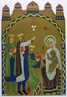 <b class=qtipBold><figcaption>Adoration of Magi</figcaption></b><br>The Magi reach Jesus's birthplace, conveniently signposted by a star<br><em>© Mary Evans Picture Library</em> Adoration of Magi