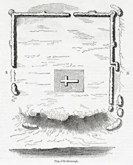 Aerial plan of the Roman fort at Richborough, Kent Aerial plan of the Roman fort at Richborough, Kent