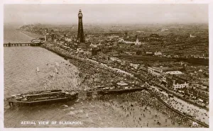 Aerial View of Blackpool including famous beach and Tower Aerial View of Blackpool including famous beach and Tower