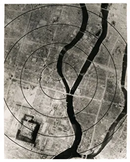 Aerial view of the city of Hiroshima, Japan, atom bomb 1945 Aerial view of the city of Hiroshima, Japan, atom bomb 1945