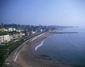 Tide Gallery: Aerial view of the coast at Dawlish, Devon