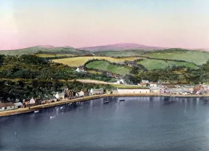 Aerial view of a coastal village, South Wales Aerial view of a coastal village, South Wales