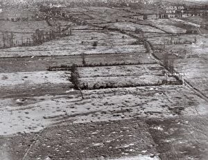 Aerial view, shelling near Bailleul, Northern France, WW1