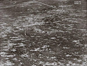 Aerial view, shelling near Dranoutre, Belgium, WW1 Aerial view, shelling near Dranoutre, Belgium, WW1
