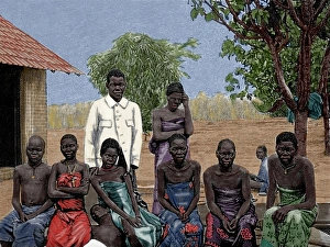 Africa. Native affected by sleeping sickness. Engraving by T Africa. Native affected by sleeping sickness. Engraving by T