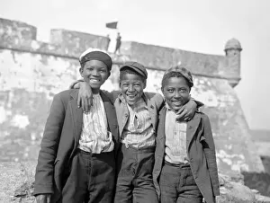 Three African American Teenagers with Arms Round Shoulders Print circa 1902