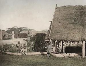 Ainu people and house, Hokkaido, Japan Ainu people and house, Hokkaido, Japan