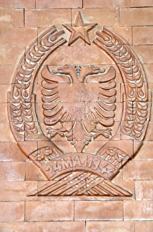 Albania. Kruje. National Skanderbeg Museum. Double eagle sh Albania. Kruje. National Skanderbeg Museum. Double eagle sh