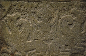 <b class=qtipBold><figcaption>Alexander the Great</figcaption></b><br>Alexander III the Great (-356-323). King of Macedonia (-336 to -323). Son of Philip II and Princess epirota Olympia. Marble plaque depicting the Ascension of Alexander the Great driving his carriage with two winged griffin. From Peribleptos. Second half of XIV century. Museum of Mystras. Province of Lakonia. Region of the Peloponnese.<br><em>© Thaliastock / Mary Evans</em> Alexander the Great
