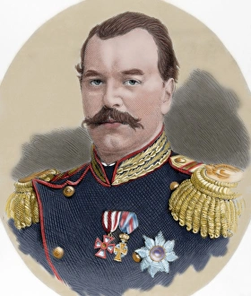 Alexander III of Russia (1845-1894). Colored engraving Alexander III of Russia (1845-1894). Colored engraving