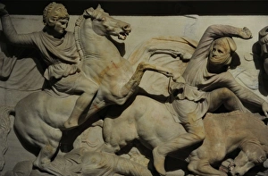 Hellenic Gallery: Alexander Sarcophagus. 4th century BC. Battle of Issus (333
