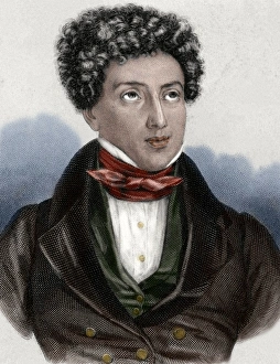 Alexandre Dumas (1802-1870). French writer. Engraving. Color Alexandre Dumas (1802-1870). French writer. Engraving. Color