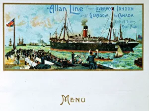 <b class=qtipBold><figcaption>Allan Line menu</figcaption></b><br>Allan Line Menu card, 1903 Date: 1903<br><em>© Mary Evans / National Archives</em> Allan Line menu