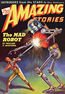 Covers Collection: Amazing Stories scifi magazine cover, The Mad Robot