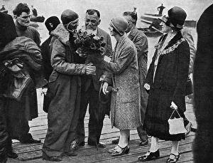 Amelia Earhart Greeted at Southampton Amelia Earhart Greeted at Southampton