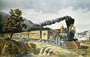 American Express Train (19th c.). Litography American Express Train (19th c.). Litography
