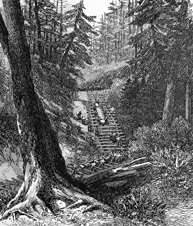American Indians. The Red River Expedition. Crossing a porta American Indians. The Red River Expedition. Crossing a porta