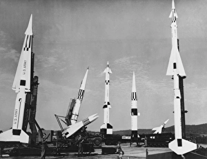 <b class=qtipBold><figcaption>American missiles</figcaption></b><br>Missiles at US Army Missile Command, 1962 Date: 1962<br><em>© Mary Evans / National Archives</em> American missiles