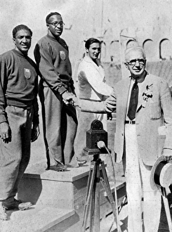 American sprinters on the podium, 1932 Olympics American sprinters on the podium, 1932 Olympics
