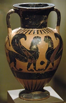 Images Dated 30th May 2007: AMPHORISC decorated with black figures representing Sphinx