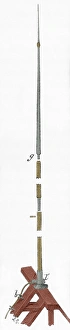 Ancient Lightning Rod. Colored engraving Ancient Lightning Rod. Colored engraving