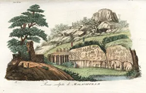 Ancient temples and carved rocks in the city Ancient temples and carved rocks in the city