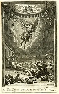 An Angel appears to the Shepherds Print circa 1688
