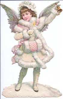 Angel with bell and candle on a Victorian Christmas scrap Angel with bell and candle on a Victorian Christmas scrap