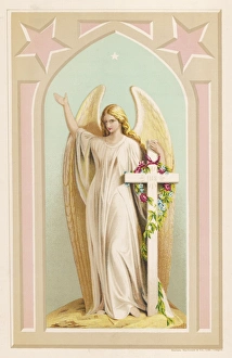 <b class=qtipBold><figcaption>Angel and Cross</figcaption></b><br>'THE SPIRIT OF FAITH' - an Angel stands by a cross and indicates the general direction of Heaven<br><em>© Mary Evans Picture Library</em> Angel and Cross