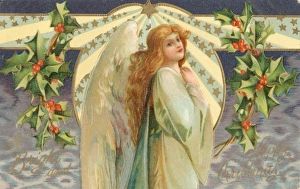 <b class=qtipBold><figcaption>Angel with Holly</figcaption></b><br>A Christmas Angel with holly<br><em>© Mary Evans Picture Library</em> Angel with Holly
