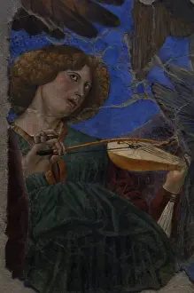Prints of Melozzo da Forli (1438-1494). Italian painter. Fresco depicting an Angel playing a violin, c. 1480. From the Church of the Twelve Holy Apostles. Pinacoteca Vaticana. Vatican City Vatican City Prints: Melozzo da Forli's Angel Playing a Violin Print, 1480