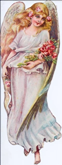 Angel with roses on a Christmas scrap Angel with roses on a Christmas scrap